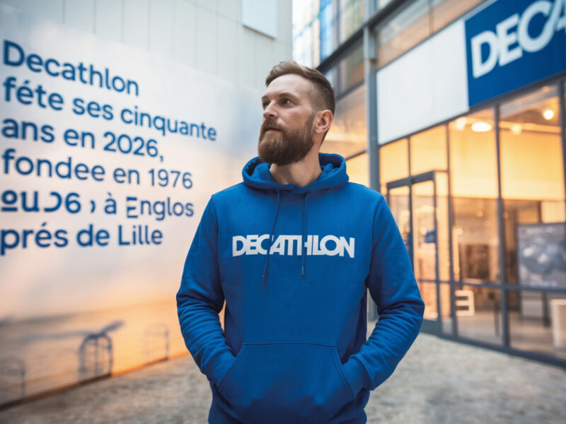 Magasin Decathlon historique d'Englos près de Lille, célébrant cinquante ans d'existence en 2026.