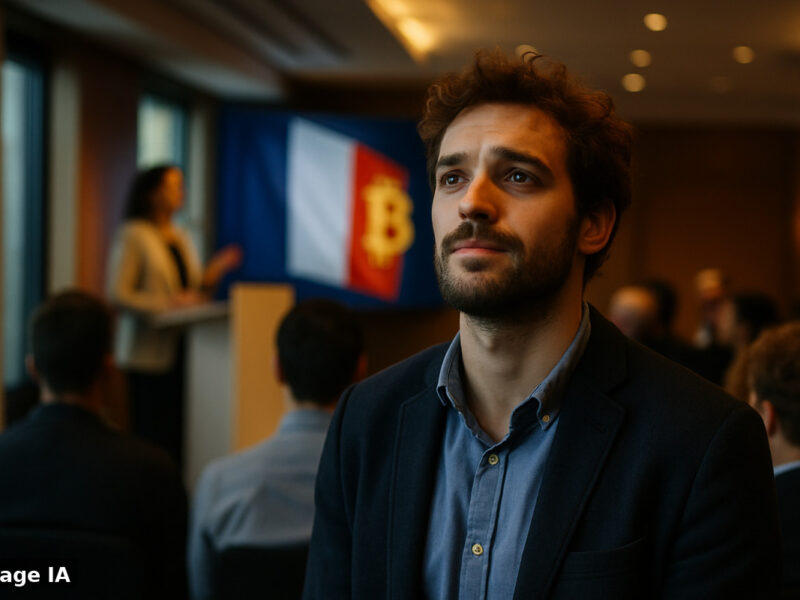 Portefeuille numérique affichant cryptomonnaies tandis que documents fiscaux restent dissimulés, symbolisant écart déclaratif.