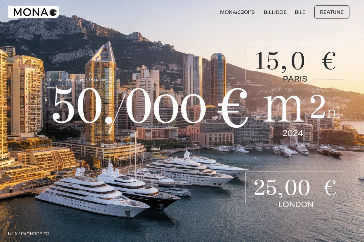 Immobilier de luxe Monaco affiche 50000m² creusant lécart avec paris 15000