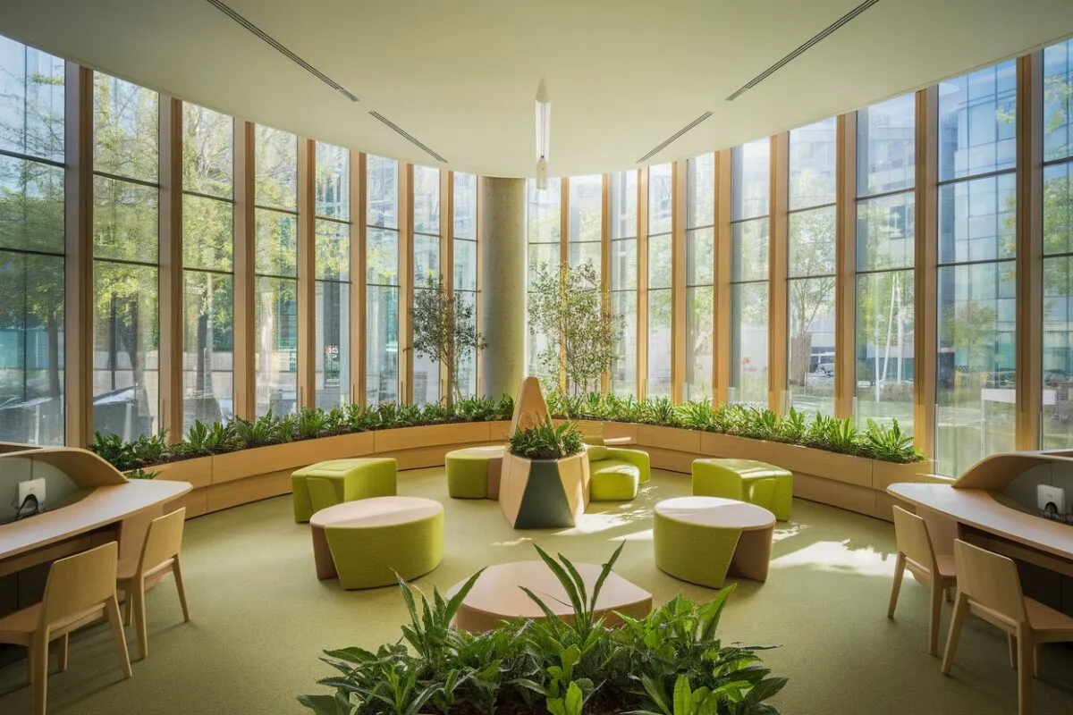 Intérieur moderne et écologique de la banque Green-Got